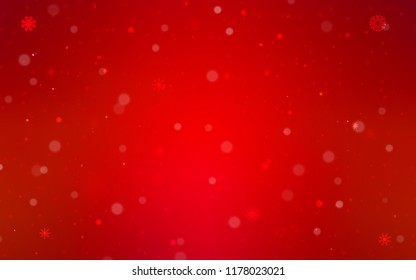 Light Red vector cover with beautiful snowflakes. Shining colored illustration with snow in christmas style. New year design for your ad, poster, banner.