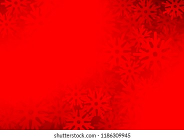 Light Red vector cover with beautiful snowflakes. Decorative shining illustration with snow on abstract template. The pattern can be used for new year leaflets.