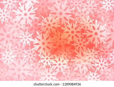 Light Red vector cover with beautiful snowflakes. Blurred decorative design in xmas style with snow. New year design for your ad, poster, banner.