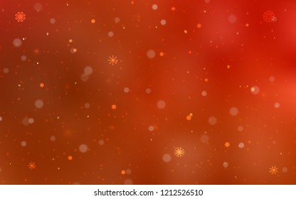 Light Red vector cover with beautiful snowflakes. Blurred decorative design in xmas style with snow. The pattern can be used for year new  websites.
