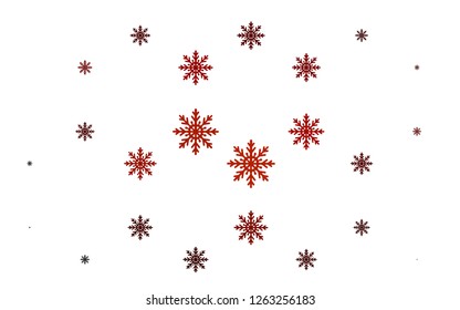 Light Red vector cover with beautiful snowflakes. Decorative shining illustration with snow on abstract template. New year design for your ad, poster, banner.