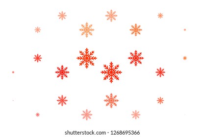 Light Red vector cover with beautiful snowflakes. Glitter abstract illustration with crystals of ice. New year design for your business advert.