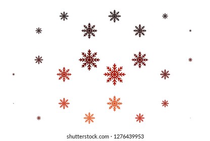 Light Red vector cover with beautiful snowflakes. Blurred decorative design in xmas style with snow. The pattern can be used for new year leaflets.
