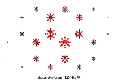 Light Red vector cover with beautiful snowflakes. Decorative shining illustration with snow on abstract template. The template can be used as a new year background.