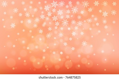 Light Red vector cover with beautiful snowflakes. Decorative shining illustration with snow on abstract template. The pattern can be used for year new  websites.