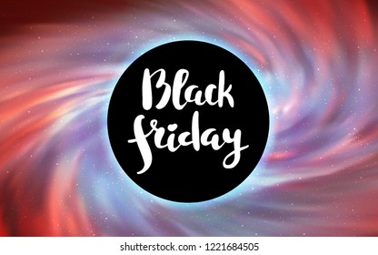 Light Red vector cover with a black hole, nebula. Illustration with colorful milky way stars and a black hole. Pattern for posters, banners of sales.
