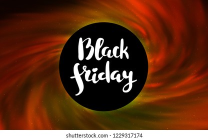 Light Red vector cover with a black hole, nebula. Abstract illustration with glitter colorful cosmic stars. Backdrop for ads, leaflets of Black Friday.