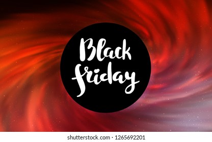 Light Red vector cover with a black hole, nebula. Colorful illustration of a black hole on a starry backdrop. Pattern for posters, banners of sales.