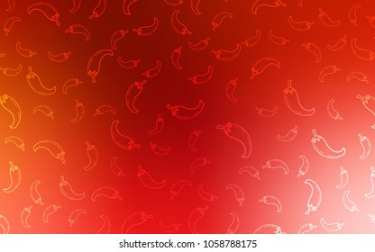 Light Red vector cover with chili peppers. Illustration with set of fresh peppers in doodle style. Pattern for menu of cafes, bars, restaurants.