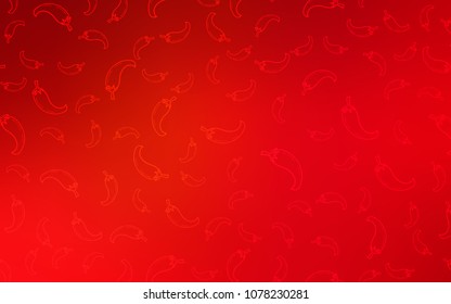 Light Red vector cover with chili peppers. Illustration with set of fresh peppers in doodle style. Pattern for ad, booklets, leaflets of restaurants.