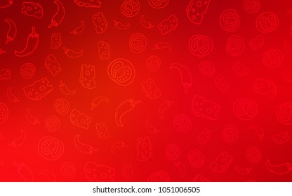 Light Red vector cover with cuisine gourmet. Blurred decorative design of snacks in doodle style. Pattern for menu of cafes, bars, restaurants.