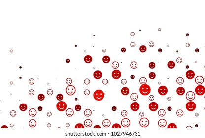Light Red vector cover with cute smiles. Decorative shining illustration with smiles on white template. Design for positive ad, poster, banner.