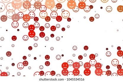 Light Red vector cover with cute smiles. Colorful gradient Smiles on white background. Beautiful design for your business advert.