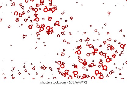 Light Red vector cover with english symbols. Shining illustration with ABC symbols on abstract template. The pattern can be used for school, grammar websites.