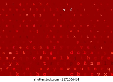 Hellroter Vektordeckel mit englischen Symbolen. Unscharfes Design im einfachen Stil mit Zeichen des Alphabets. Das Muster kann für die Schule, Grammatikwebseiten verwendet werden.