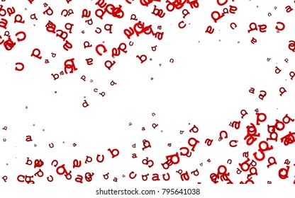 Light Red vector cover with english symbols. Shining illustration with ABC symbols on abstract template. Smart design for your business advert of university.