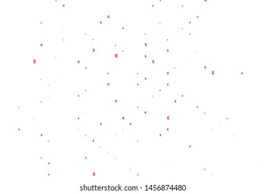 Light Red vector cover with EUR, JPY, GBP signs. Illustration with EUR, JPY, GBP signs on white template. Template for ads of markets, loans.