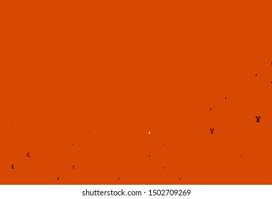 Light Red vector cover with EUR, JPY, GBP signs. Abstract illustration with colored financial digital symbols. Template for ads of markets, loans.