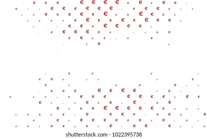 Light Red vector cover with financial symbols. Shining illustration with signs of Euro on abstract template. The pattern can be used as ads, poster, banner for payments.