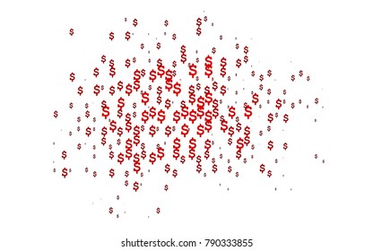 Light Red vector cover with financial symbols. Blurred design in simple style with symbols of dollars. Best design for your ad, poster, banner of USD money.