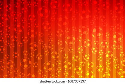 Light Red vector cover with football symbols. Illustration with set of soccer balls on gradiental backdrop. Design for posters, banners of sports competitions.