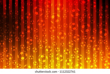 Light Red vector cover with football symbols. Decorative design of football balls on a gradient backdrop. Smart design for ads of soccer matches.