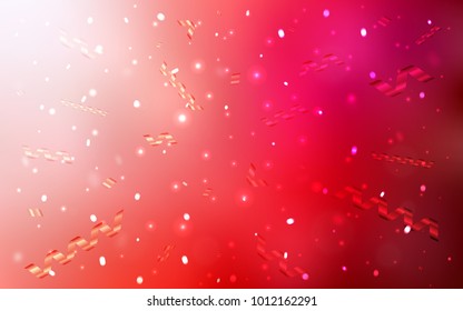 Light Red vector cover with happy holiday ribbons. Decorative shining illustration with ribbons on abstract template. The pattern can be used for new year ad, booklets.