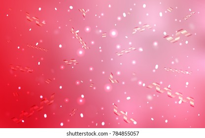 Light Red vector cover with happy holiday ribbons. Blurred decorative design in anniversary style with confetti. The pattern can be used for new year ad, booklets.