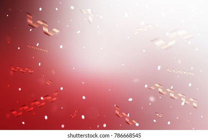 Light Red vector cover with happy holiday ribbons. Decorative shining illustration with ribbons on abstract template. New design for ad, poster, banner of your Party.