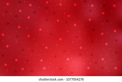 Light Red vector cover with small and big stars. Modern geometrical abstract illustration with stars. Smart design for your business advert.
