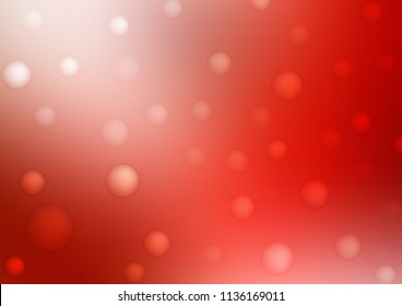 Light Red vector cover with spots. Illustration with set of shining colorful abstract circles. Pattern can be used as texture of water, rain drops.