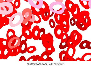 Light Red vector cover with spots. Illustration with set of shining colorful abstract circles. Pattern of water, rain drops.