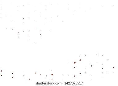 Light Red vector cover with symbols of gamble. Blurred decorative design of hearts, spades, clubs, diamonds. Pattern for leaflets of poker games, events.