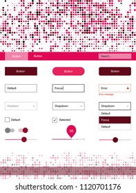 Light Red vector design ui kit with dots. Simple Material Design Kit with colorful dots in header. Modern template for your landing page.