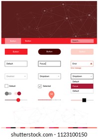 Light Red vector design ui kit with mosaic, circles. Ui Ux kit with colorful polygonal background in its header. This sample is for your website.
