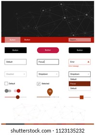 Light Red vector design ui kit with mosaic, circles. Web ui kit with abstract triangles, circles in its header. This template you can use for websites.