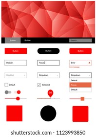 Light Red vector design ui kit with mosaic. Ui Ux kit with colorful polygonal background in its header. Modern template for your landing page.