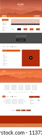 Light Red vector design ui kit with landscape. Colorful ui/ux kit with header consisted of hills & rocks. Template for landing pages of leisure.