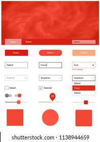 Light Red vector design ui kit with universe stars. Web ui kit with abstract gradient clouds in its header. This template you can use for websites.