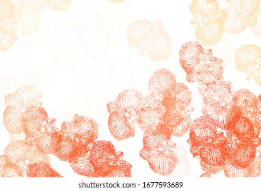 Light Red vector doodle backdrop with flowers. Sketchy doodle flowers on white background. New design for your business.