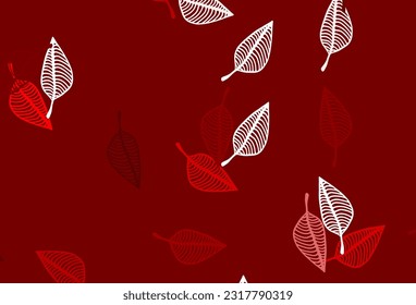 Light Red vector doodle backdrop. Smart decorative design in natural style with leaves. Pattern for brand book.