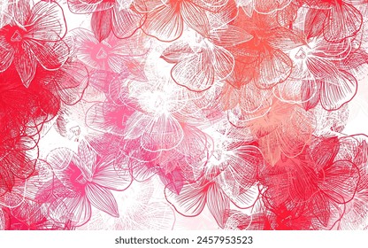 Light Red vector doodle backdrop with flowers. Shining colored illustration with flowers. Template for backgrounds of cell phones.