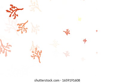 Light Red vector doodle background with sakura. Colorful illustration in doodle style with leaves, branches. The best design for your business.