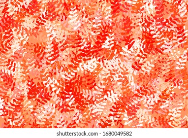 Light Red vector doodle background with leaves. leaves on elegant natural pattern with gradient. New template for your brand book.