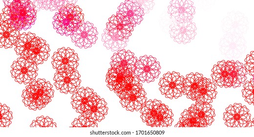 Light Red vector doodle background with flowers. Illustration with abstract colorful flowers with gradient. Smart design for wrapping, wallpapers.