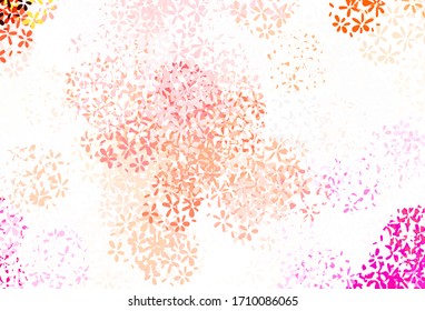 Light Red vector doodle background with leaves. Doodle illustration of leaves in Origami style with gradient. Doodle design for your web site.
