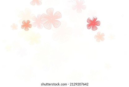 Light Red vector doodle background with flowers. Flowers with gradient on white background. New template for your brand book.