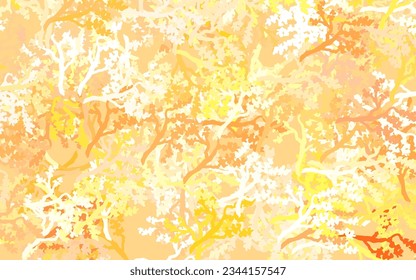 Fondo del doodle del vector rojo claro con hojas, ramas. Ilustración de colores brillantes con hojas y ramas. Nuevo estilo para su diseño de negocio.