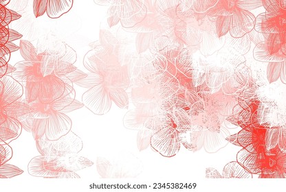 Fondo de doodle de color rojo claro con flores. Decoración de flores sobre fondo blanco. Nuevo estilo para su diseño de negocio.