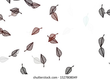 Light Red vector doodle cover. Glitter abstract illustration with leaves. Hand painted design for web, leaflet, textile.